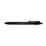 Recycled plastic pen with ball tip and clip, black ink black colour