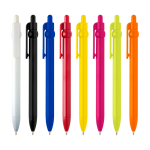Recycled plastic pen with ball tip and clip, black ink black colour