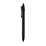 Recycled plastic pen with ball tip and clip, black ink black colour