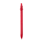 Recycled plastic pen with ball tip and clip, black ink red colour