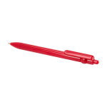 Recycled plastic pen with ball tip and clip, black ink red colour