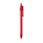 Recycled plastic pen with ball tip and clip, black ink red colour