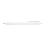 Recycled plastic pen with ball tip and clip, black ink white colour