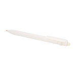 Recycled plastic pen with ball tip and clip, black ink white colour