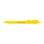 Recycled plastic pen with ball tip and clip, black ink yellow colour