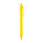 Recycled plastic pen with ball tip and clip, black ink yellow colour