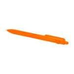Recycled plastic pen with ball tip and clip, black ink orange colour