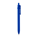 Recycled plastic pen with ball tip and clip, black ink royal blue colour