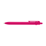 Recycled plastic pen with ball tip and clip, black ink fuchsia colour