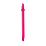 Recycled plastic pen with ball tip and clip, black ink fuchsia colour
