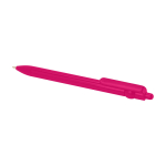 Recycled plastic pen with ball tip and clip, black ink fuchsia colour