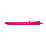 Recycled plastic pen with ball tip and clip, black ink fuchsia colour