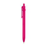 Recycled plastic pen with ball tip and clip, black ink fuchsia colour