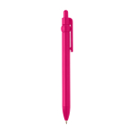 Recycled plastic pen with ball tip and clip, black ink fuchsia colour