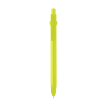 Recycled plastic pen with ball tip and clip, black ink lime colour