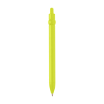 Recycled plastic pen with ball tip and clip, black ink lime colour