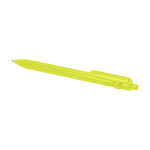 Recycled plastic pen with ball tip and clip, black ink lime colour