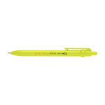 Recycled plastic pen with ball tip and clip, black ink lime colour