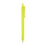 Recycled plastic pen with ball tip and clip, black ink lime colour