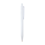 Sophisticated two-tone recycled plastic pen, blue ink white colour