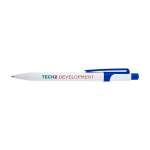 Sophisticated two-tone recycled plastic pen, blue ink royal blue colour