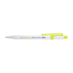 Sophisticated two-tone recycled plastic pen, blue ink lime colour
