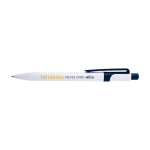 Sophisticated two-tone recycled plastic pen, blue ink navy-blue colour