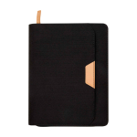 Rounded recycled plastic portfolio, A5, ruled pages black colour