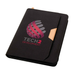 Rounded recycled plastic portfolio, A5, ruled pages black colour