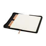 Rounded recycled plastic portfolio, A5, ruled pages black colour