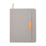 Rounded recycled plastic portfolio, A5, ruled pages grey colour