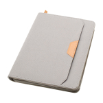 Rounded recycled plastic portfolio, A5, ruled pages grey colour