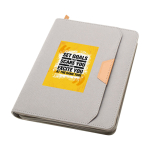 Rounded recycled plastic portfolio, A5, ruled pages grey colour