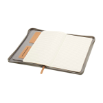 Rounded recycled plastic portfolio, A5, ruled pages grey colour