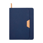Rounded recycled plastic portfolio, A5, ruled pages navy-blue colour
