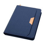 Rounded recycled plastic portfolio, A5, ruled pages navy-blue colour