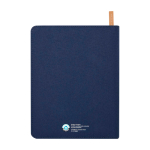 Rounded recycled plastic portfolio, A5, ruled pages navy-blue colour