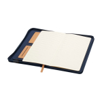 Rounded recycled plastic portfolio, A5, ruled pages navy-blue colour