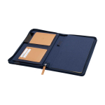 Rounded recycled plastic portfolio, A5, ruled pages navy-blue colour