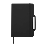 Hardcover notebook with phone slot, A5, ruled pages black colour