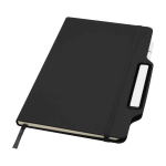 Hardcover notebook with phone slot, A5, ruled pages black colour