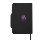 Hardcover notebook with phone slot, A5, ruled pages black colour