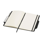 Hardcover notebook with phone slot, A5, ruled pages black colour