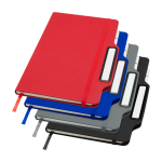 Hardcover notebook with phone slot, A5, ruled pages black colour
