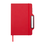 Hardcover notebook with phone slot, A5, ruled pages red colour