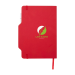 Hardcover notebook with phone slot, A5, ruled pages red colour