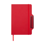 Hardcover notebook with phone slot, A5, ruled pages red colour