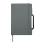 Hardcover notebook with phone slot, A5, ruled pages grey colour
