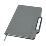 Hardcover notebook with phone slot, A5, ruled pages grey colour