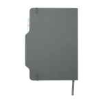 Hardcover notebook with phone slot, A5, ruled pages grey colour
